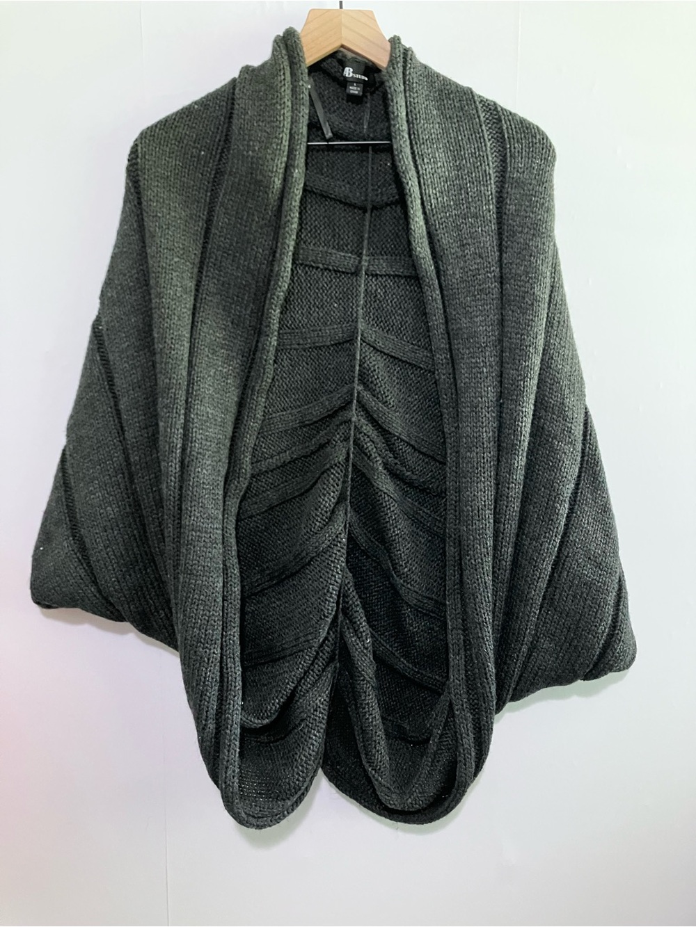 Charcoal Grey Oversized Shrug-Style Cardigan Size Large